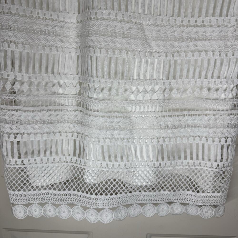 New Sugar Lips Womens Dress White Geometric Crocheted 3/4 Sleeve Boho Small - Picture 5 of 10